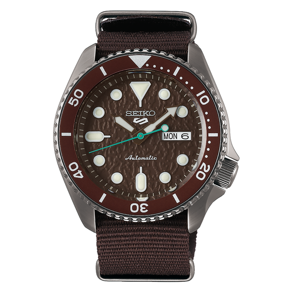 Orologio Seiko 5 Sport Nato Automatico Quadrante Bordeaux SRPD85K1 Uomo Donna 42.5mm Nuovo