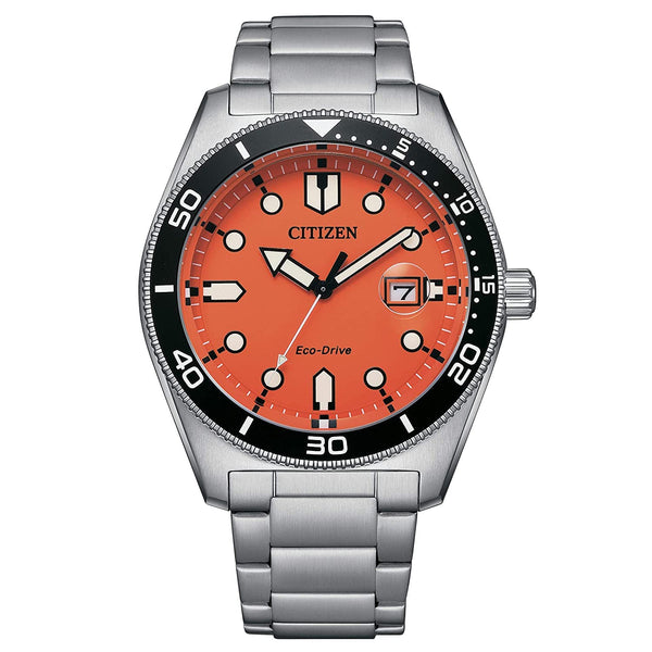 Orologio Citizen Marine 1760 Eco Drive Quadrante Arancione 43mm AW1760-81X