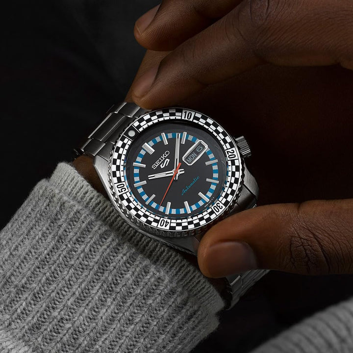 Seiko 5 Sport Orologio Checker Flag Quadrante Nero Special Edition