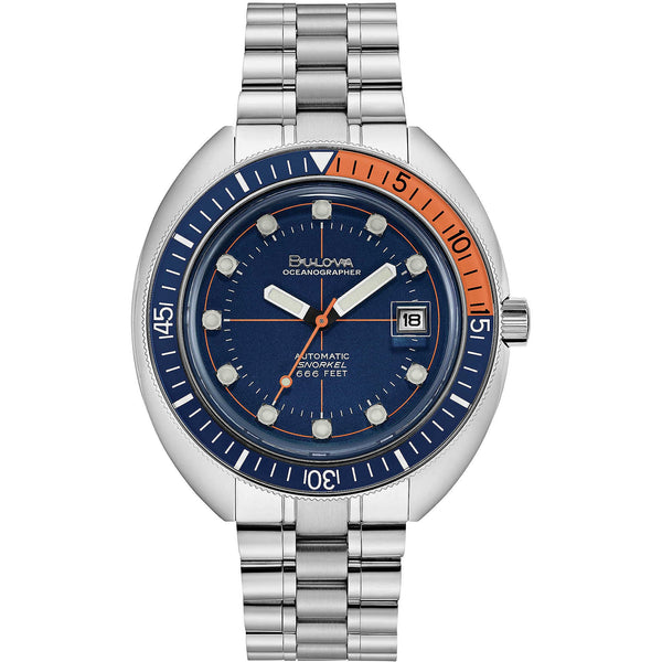 Bulova Orologio Uomo Oceanografo Devil Diver Automatico Blu Quadrante 44mm 96B321