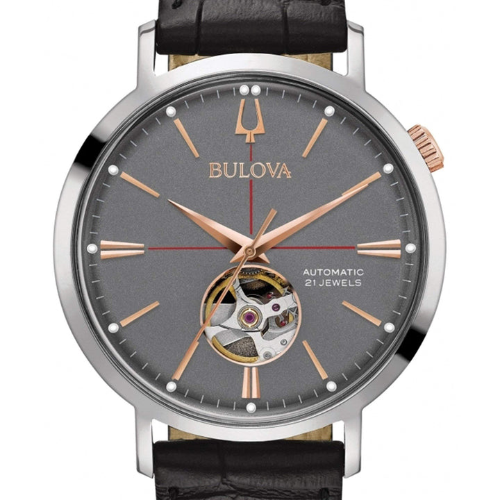 Bulova Orologio Aerojet Automatic Quadrante Antracite Open Heart 41mm