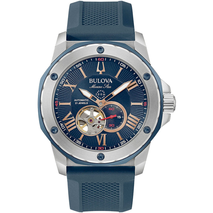 Bulova Orologio Collection Marine Star Automatic Quadrante Blu Oro Rosa 44mm