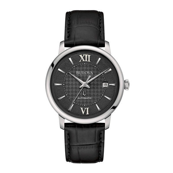 Orologio Bulova Hudson Automatico Nero 39mm Cinturino in Pelle 96B441