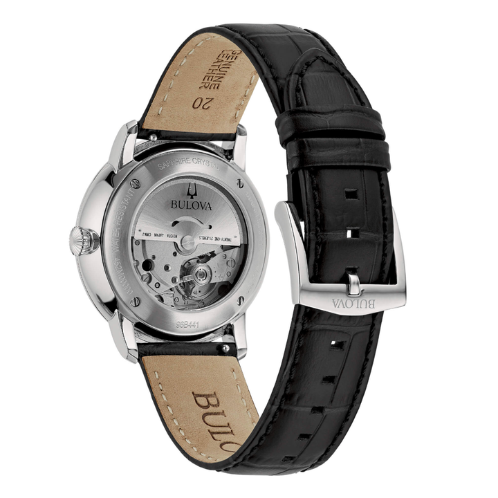 Orologio Bulova Hudson Automatico Nero 39mm Cinturino in Pelle 96B441