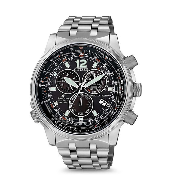 Orologio Radiocontrollato Citizen Chrono Pilot Super Titanio Quadrante Nero CB5850-80E