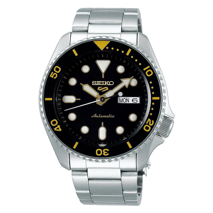 Orologio Seiko 5 Sport Automatico Nero Quadrante Giallo SRPD57K1 Uomo Donna 42.5mm Nuovo
