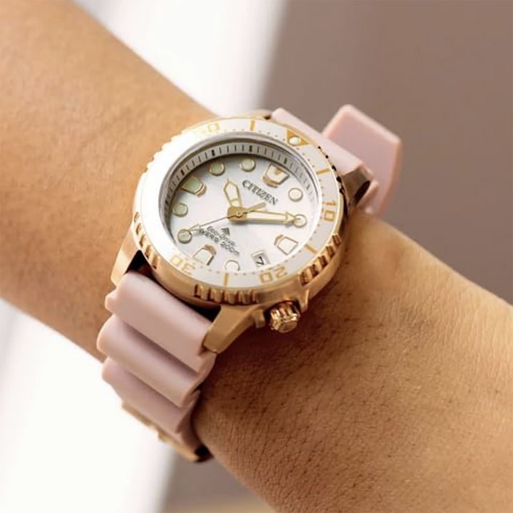 Orologio Citizen Promaster Diver Eco Drive Cassa Oro Silicone Rosa