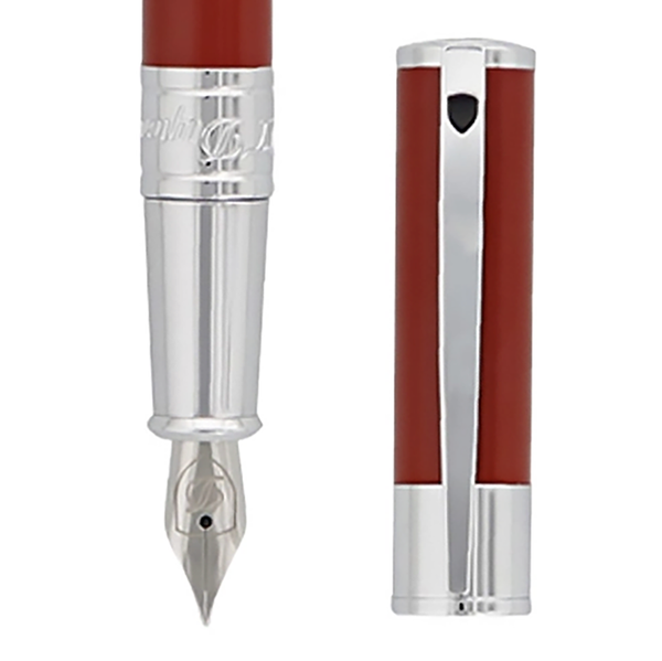 Penna stilografica S.T. Dupont D Initial in resina nera con finiture cromate