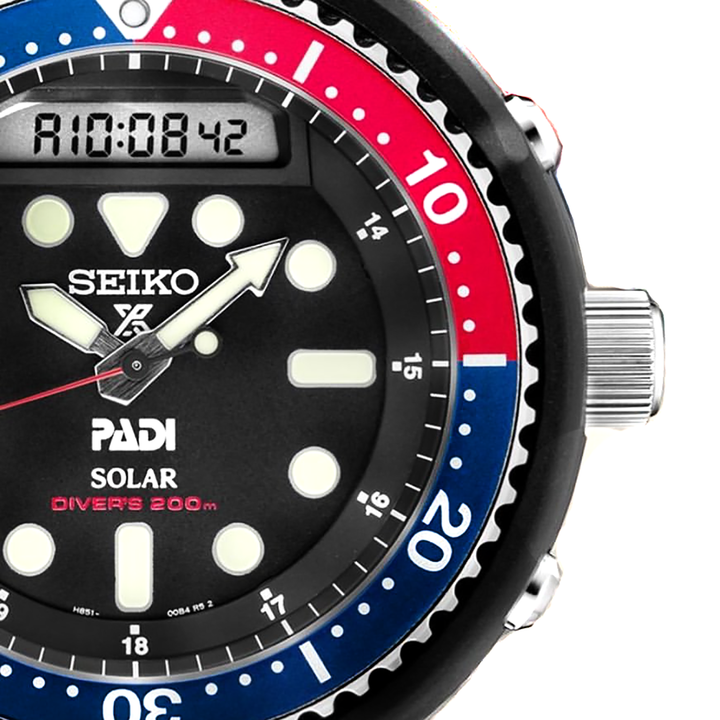 Orologio Seiko Quartz Solar Prospex Automatic Diver Pepsi Blu Rosso SNJ027P1