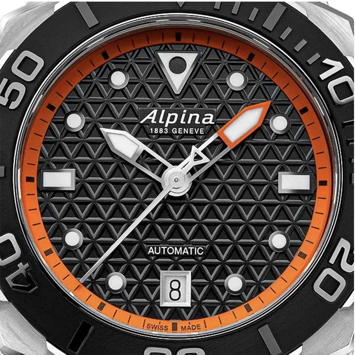 Orologio Alpina Seastrong Diver Extreme Automatic 300 metri Nero Silicone Arancione
