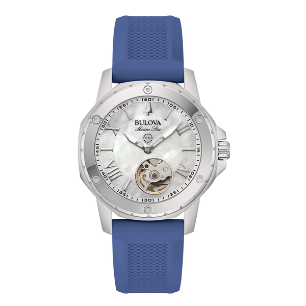 Orologio Bulova Marine Star Lady Automatic Madreperla Silicone Blu