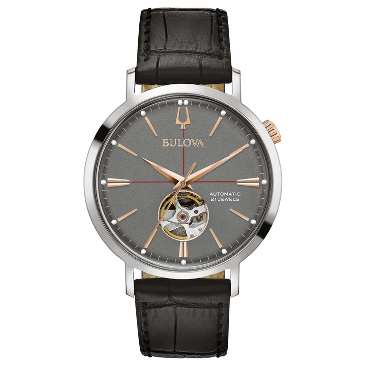 Bulova Orologio Aerojet Automatic Quadrante Antracite Open Heart 41mm