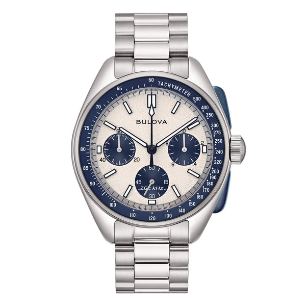 Bulova MoonWatch Orologio Uomo Lunar Pilot Chrono Panda Quadrante Bianco Blu 43mm 98A305
