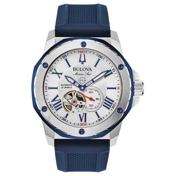Bulova Orologio Collection Marine Star Automatic Quadrante Bianco Open Heart