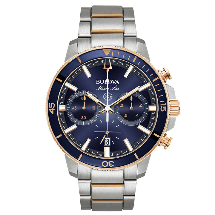 Bulova Orologio Collection Marine Star Crono Finiture Oro Rosa Quadrante Blu