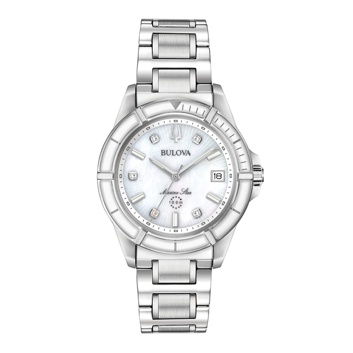 Bulova Orologio Marine Star Lady Quartz White Dial 5 Diamonds 96P201
