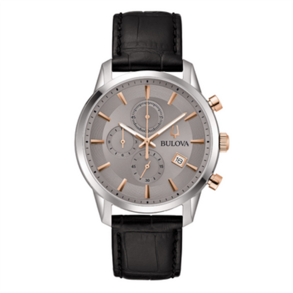 Bulova Orologio Sutton Chronografo Grigio Cinturino Pelle 41mm 98B409