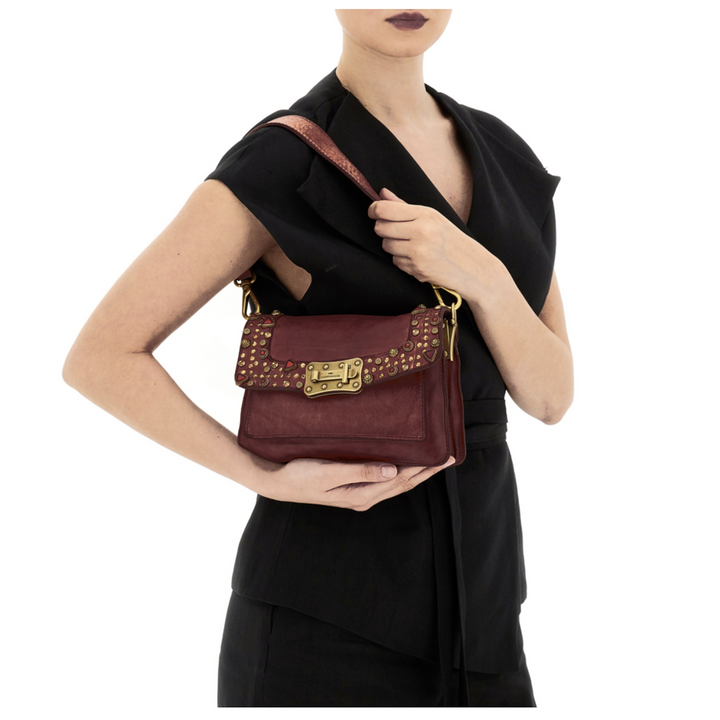 Campomaggi Agnese Borsa Afrodite in pelle borgogna rivetti C016500ND