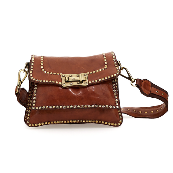 Campomaggi Agnese Borsa a Tracolla in pelle cognac e rivetti