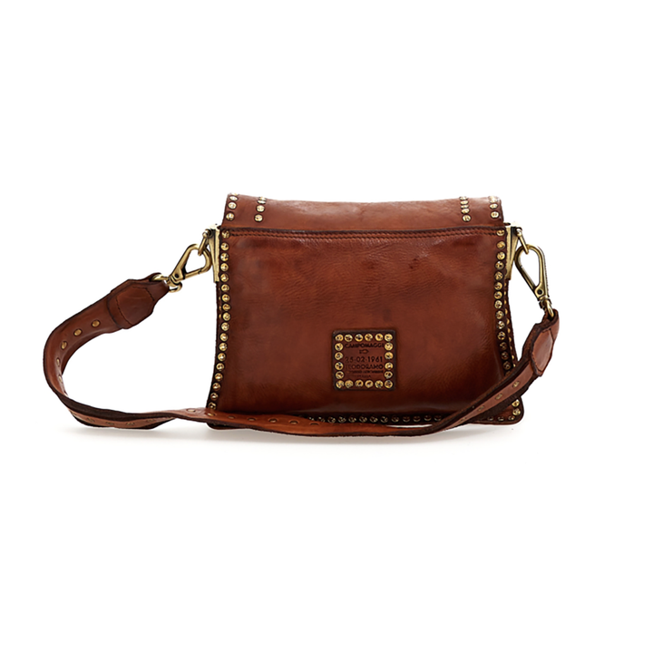 Campomaggi Agnese Borsa a Tracolla in pelle cognac e rivetti