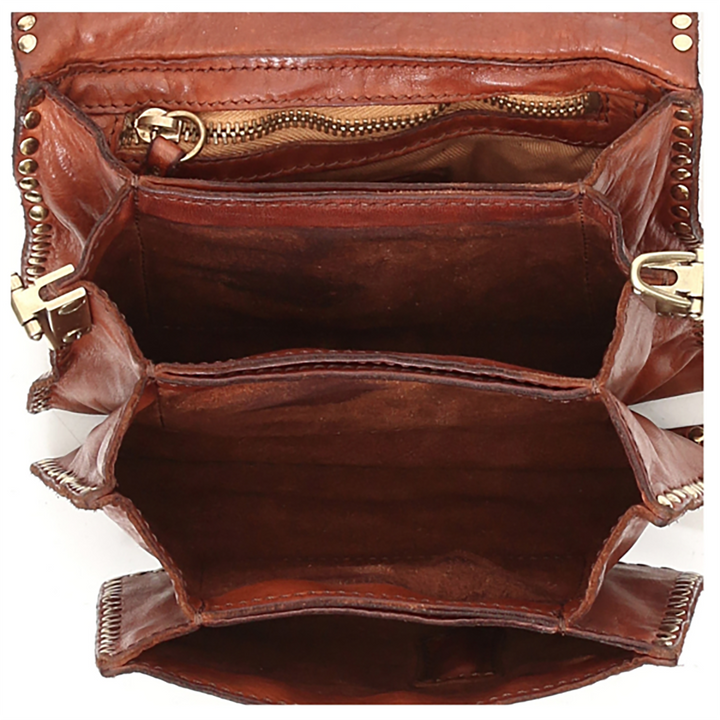 Campomaggi Agnese Borsa a Tracolla in pelle cognac e rivetti