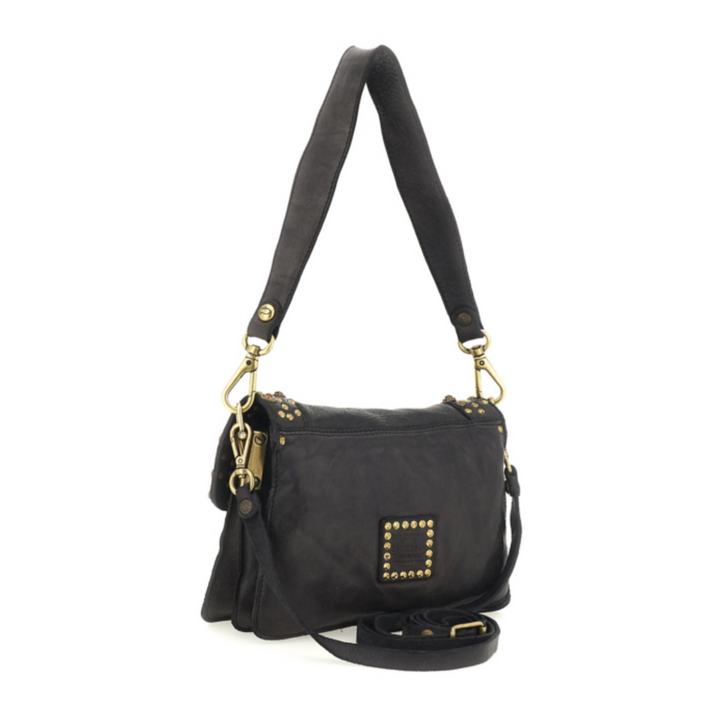 Campomaggi Borsa a tracolla Agnese pelle grigia borchie C016500ND