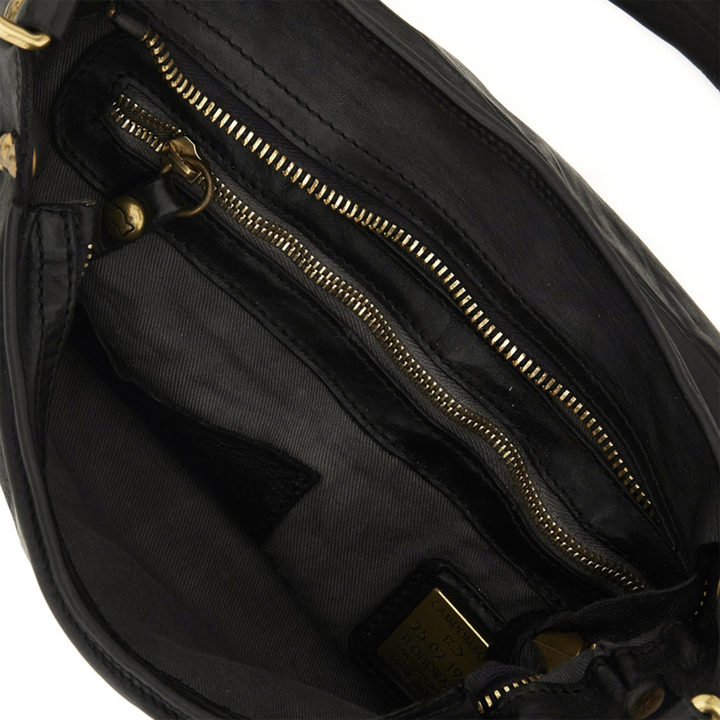 Campomaggi Ametista Borsa a spalla Lisa pelle nera borchie C042300ND