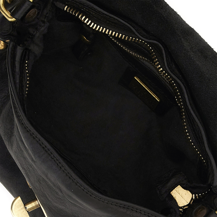 Campomaggi Ametista Borsa a spalla Nadia in pelle nera borchie C042250ND