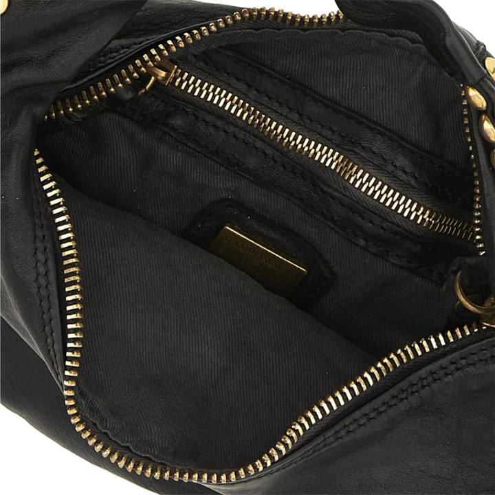 Campomaggi Ametista Borsa a spalla tonda Marisa pelle nera borchie C039420ND