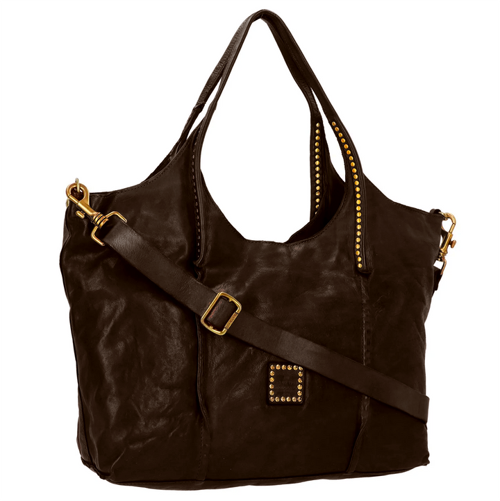 Campomaggi Kura Antonia Studded brown Leather Shopping Bag C042170ND