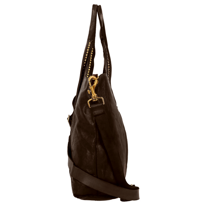 Campomaggi Kura Antonia Studded brown Leather Shopping Bag C042170ND