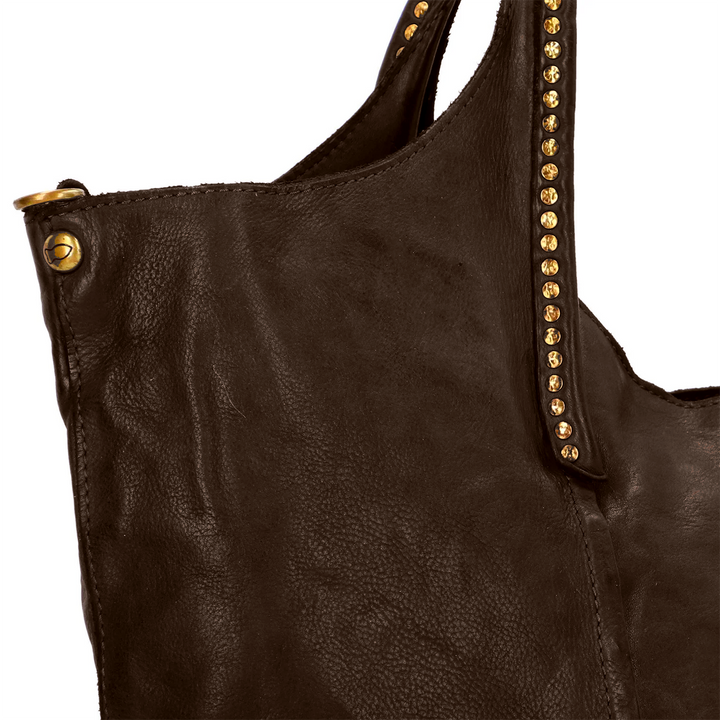 Campomaggi Kura Antonia Studded brown Leather Shopping Bag C042170ND