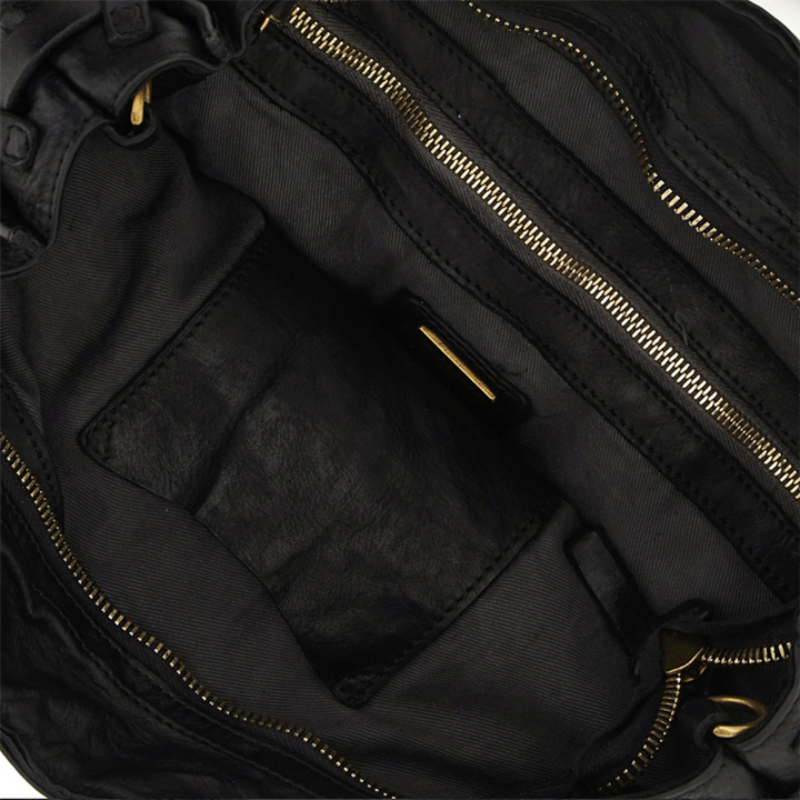 Campomaggi Edera Borsa shopping Penelope  pelle nera intrecciata C042640ND
