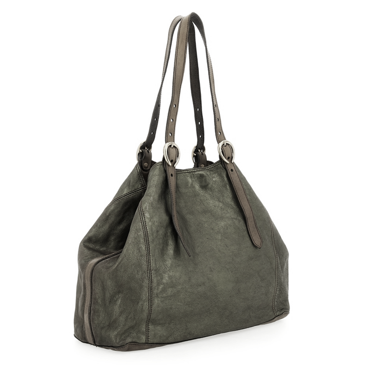 Campomaggi Lidia shopping grande pelle grigia laminata C022520ND