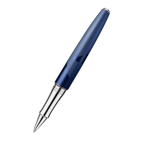 Caran D' Ache Leman Bleu Marin Penna Roller Finiture Platino