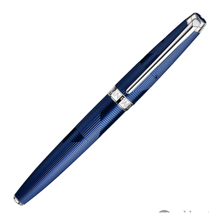 Caran D' Ache Leman Bleu Marin Penna Roller Finiture Platino