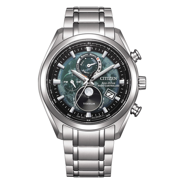 Citizen orologio Moonphase Radio-Controlled TSUKIYOMI Titanium Green BY1010-81X