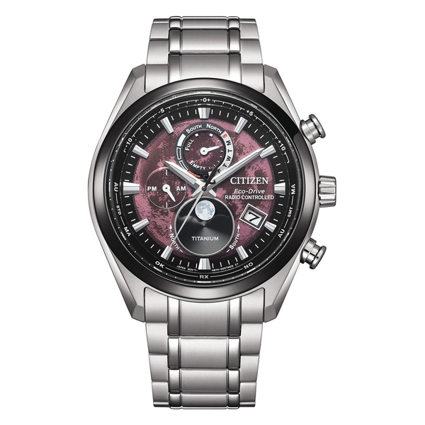 Citizen orologio Moonphase Radio-Controlled TSUKIYOMI Bordeaux BY1018-80X