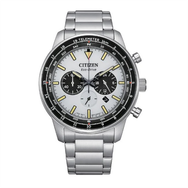 Orologio Citizen OF Aviation Chrono Eco Drive Quadrante Bianco 44mm