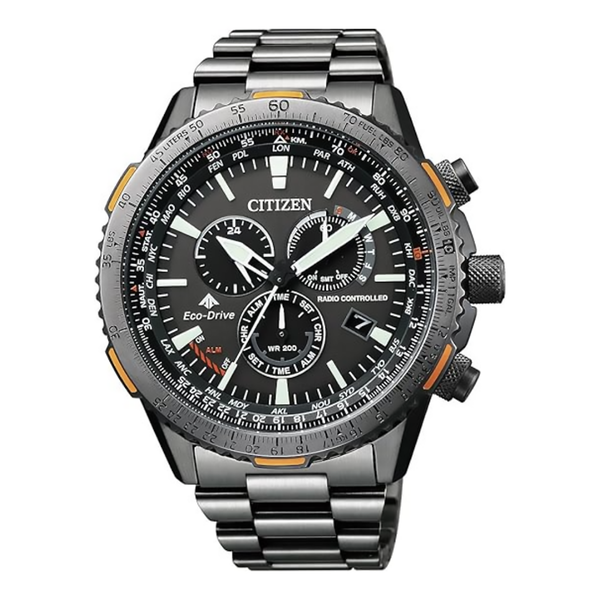 Orologio Citizen Radiocontrollato Crono Pilot in Acciaio Nero 45mm CB5007-51H