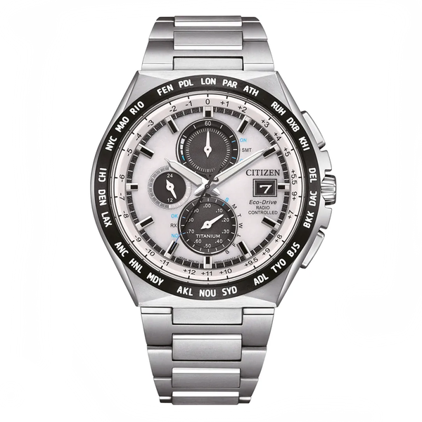 Orologio Citizen Crono Radiocontrollato Super Titanio Bianco AT8238-84A
