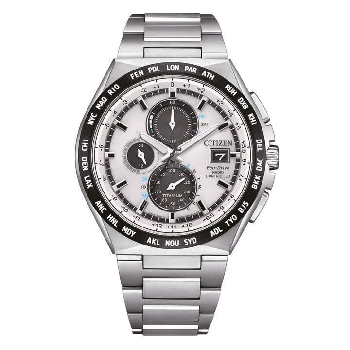 Orologio Citizen Crono Radiocontrollato Super Titanio Bianco AT8238-84A
