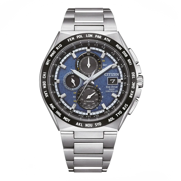 Orologio Citizen Crono Radiocontrollato Super Titanio Blu AT8238-84L