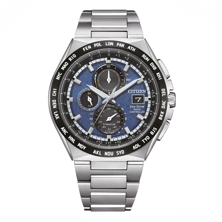 Orologio Citizen Crono Radiocontrollato Super Titanio Blu AT8238-84L