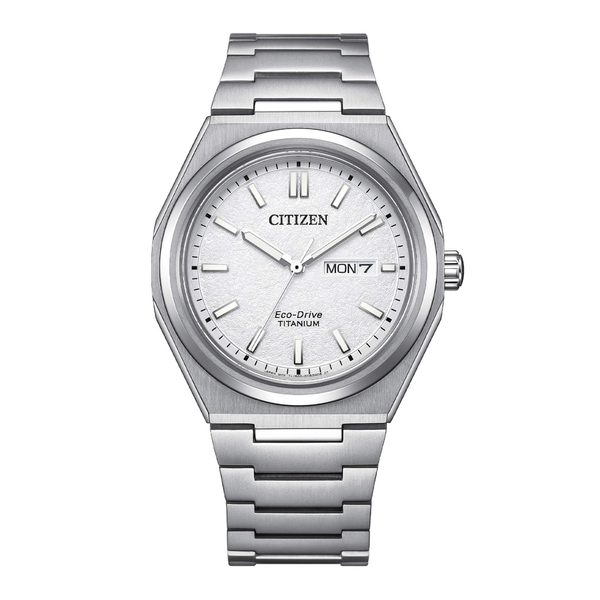 Citizen Zenshin Super Titanio Eco Drive Quadrante Bianco AW0130-85A