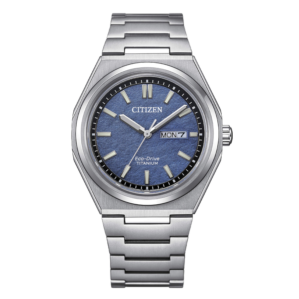 Citizen Zenshin Eco Drive Super Titanio Quadrante Blu AW0130-85L