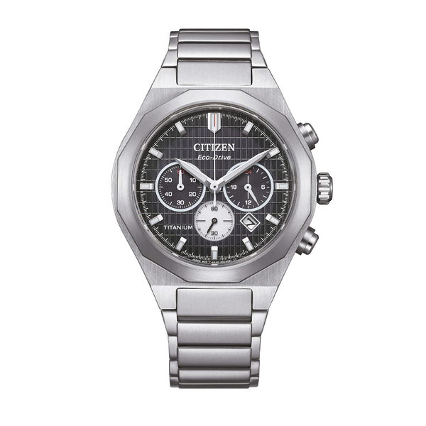 Citizen Orologio Zenshin Senkei Crono New Super Titanium Eco Drive Nero