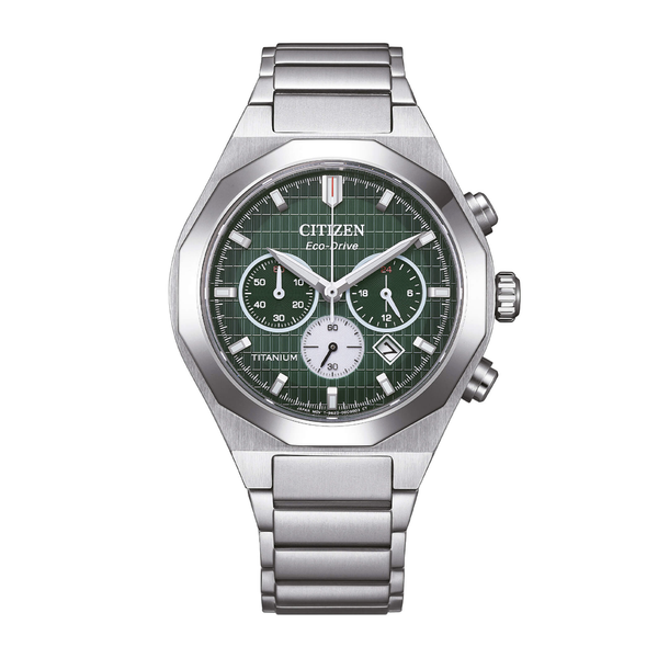 Citizen Orologio Zenshin Senkei Crono Super Titanium Eco Drive Verde
