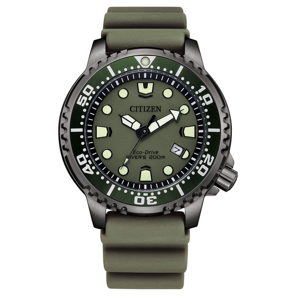 Citizen Orologio Promaster Diver Eco Drive 200m Verde Militare Cassa Grey IP