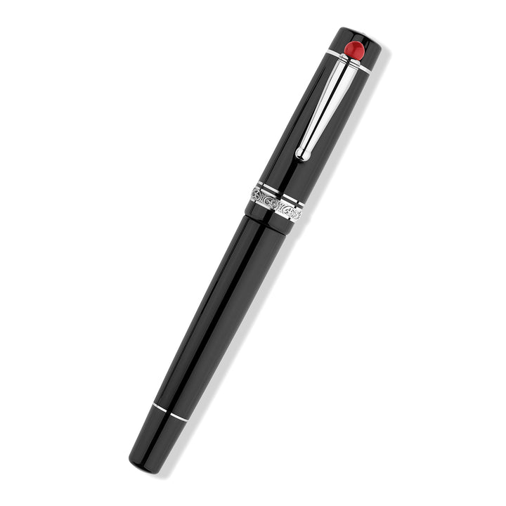 Delta We 17 Penna Stilografica Nera Finiture Palladio Pennino Acciaio